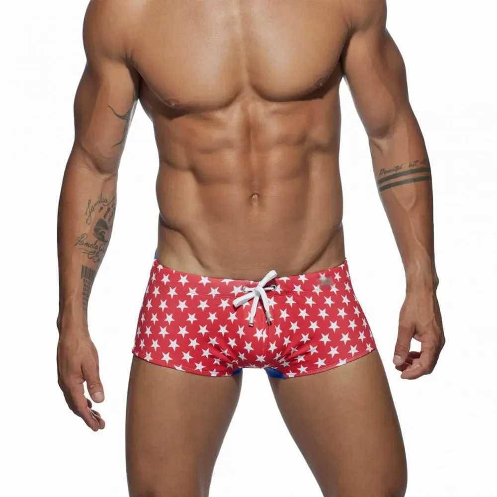 Sexy Push Up Swimwear Men Star Low Rise Swimming Boxer Briefs Beach Short Surf Beach Jammer Surfing Trunks Beach Wear Swimsuit M250218