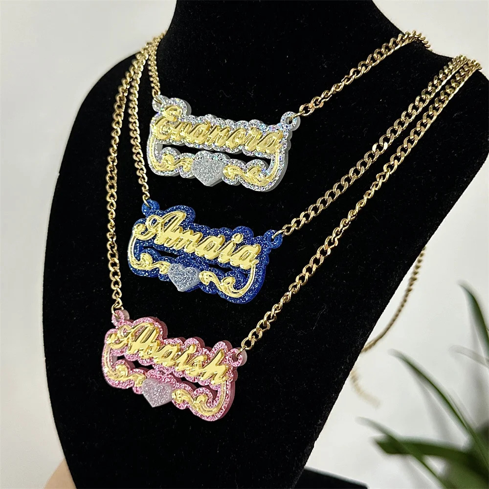 Customized Name Necklace Baby Girl Acrylic Nameplate Personalized for Women Children Jewelry 250214