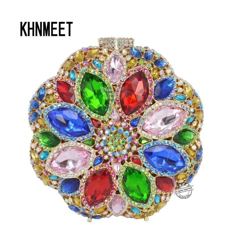 KHNMEET Fashion Colorful Dia Crystal Evening Bags for Ladies Wholesale Party Prom Feast Purse Handbags sc251