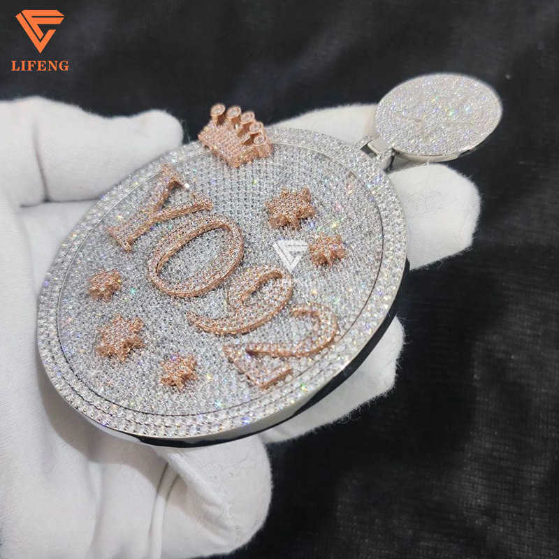 Lifeng Jewelry S925 Silver Iced Out Pendant Custom Name 925 Sterling Solid Gold Moissanite Pass Diamond Tester Letters Charm