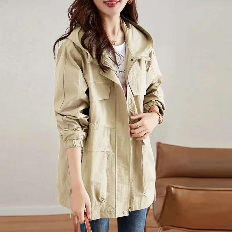 Trench 2024 New Spring Autumn Korean Mid Long Loose Women Overcoat Windbreaker Female Outerwear Basic Coat Ing