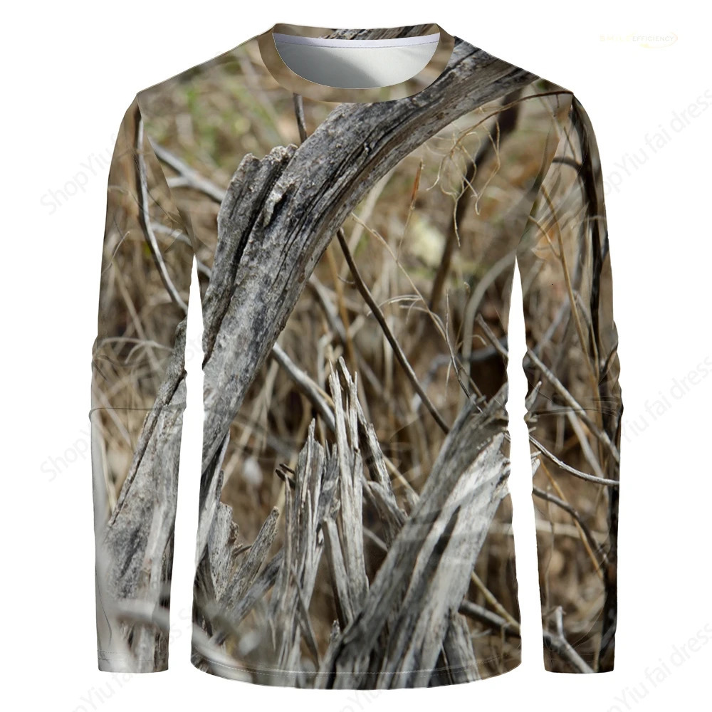 Mens Long Sleeve T shirt 3D Camouflage Forest Hunting Print T-shirt Outdoor Sportwear Tshirt Camp Tshirt Quick Dry Tops Tees 250217