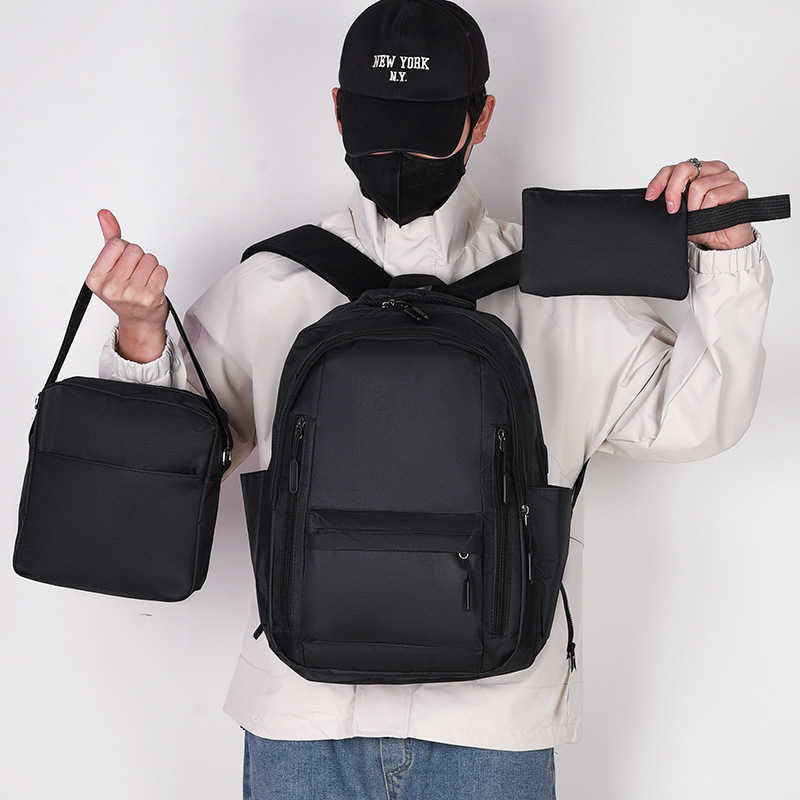 Computer Three Piece Backpack Laptop Backpack Mens Trendy Large Capacity College Student Backpack Day Backpack Travel Bag 241225