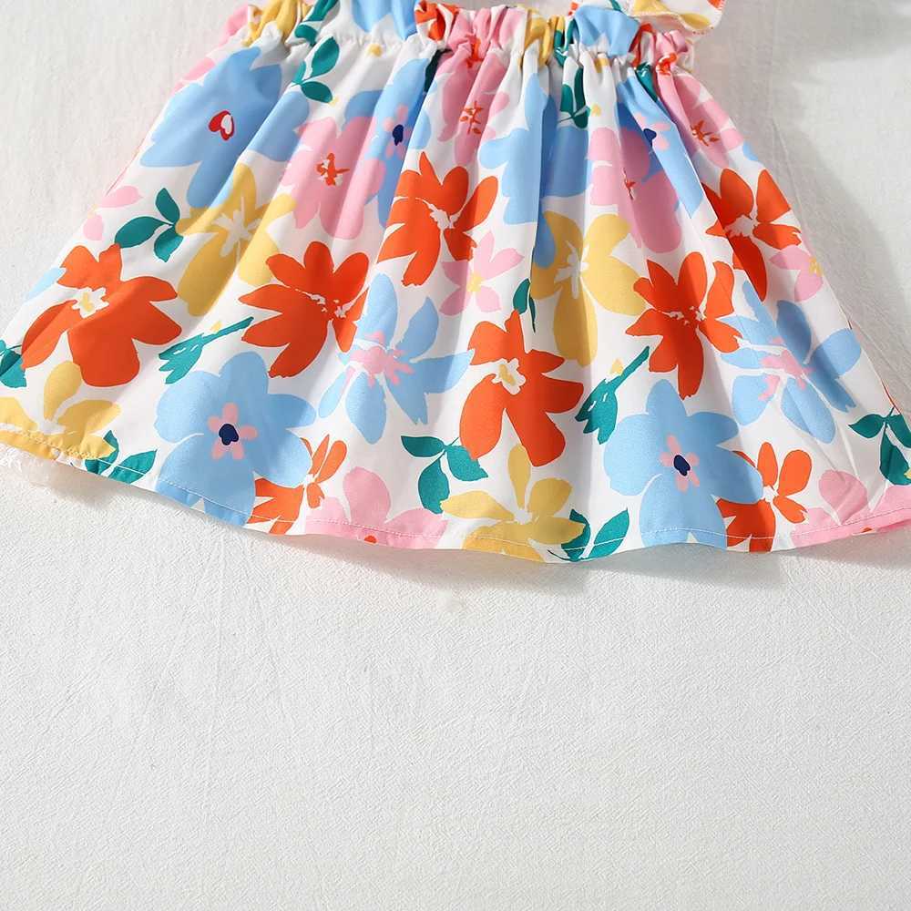 2 Pieces Set Summer Baby Girl Clothes Set Colorful Flower Printed Top with Shorts Baby Girl Korean Outfit W250218