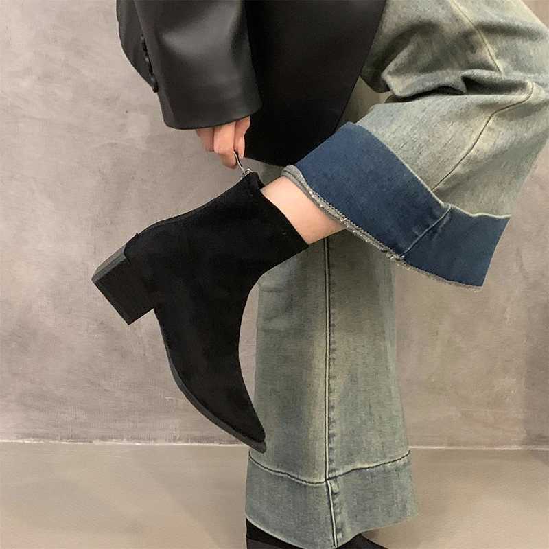 Designer Leopard Women Ankle Boots Fi Pointed Toe Short Booties Ladies Ccise Square Heels ShoesXJ250217