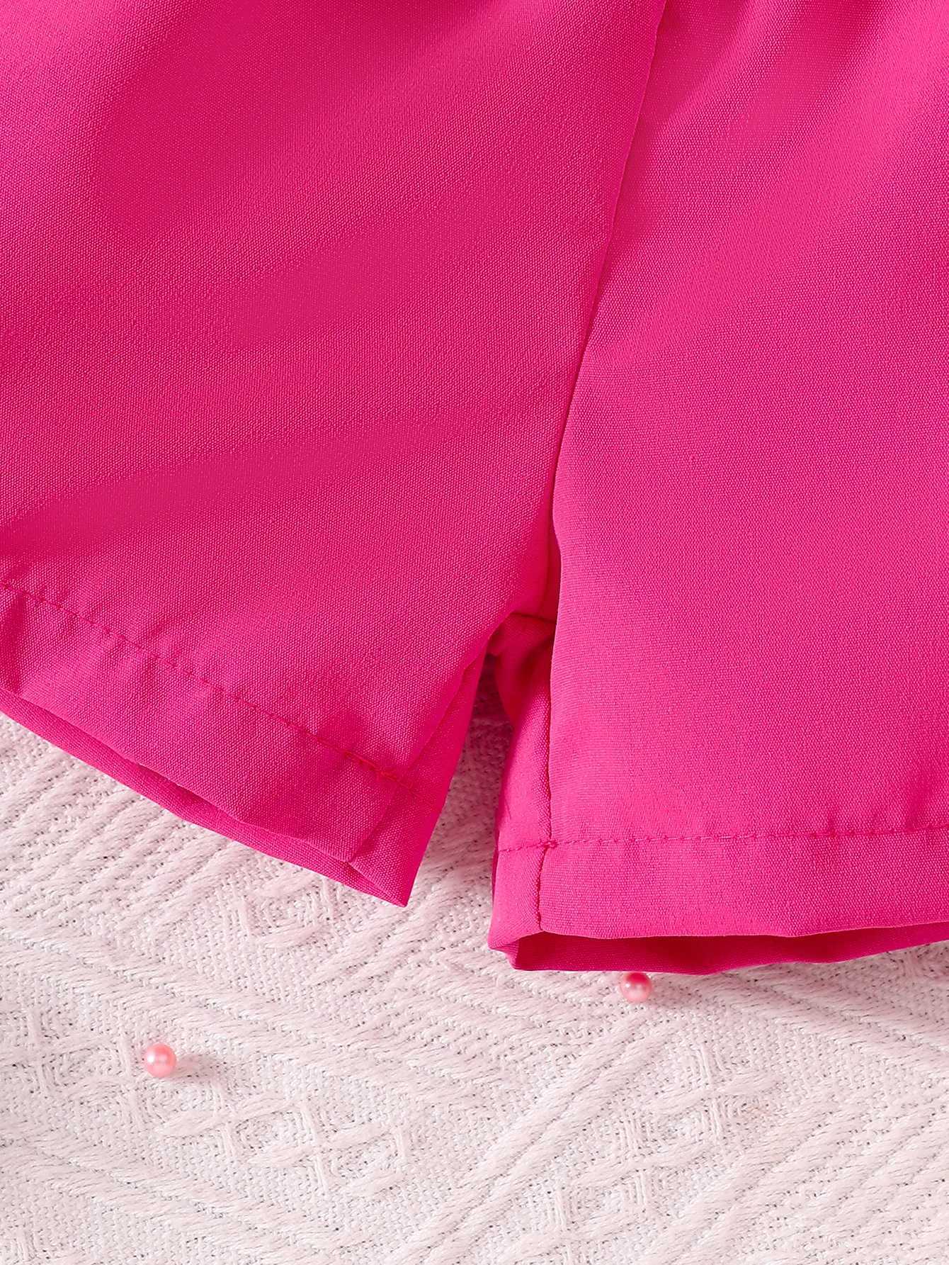 Summer girls short sleeved shorts two-piece set sleeveless T-shirt and shorts set butterfly print T-shirt solid color shorts W250218