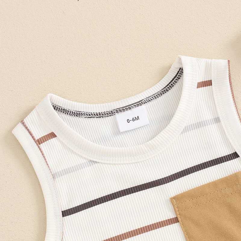 Pudcoco Baby Boy Ribbed Outfits Striped Sleeveless Round Neck Tank Tops Elastic Waist Shorts 2Pcs Summer Set Infant Toddler 0-3T W250218