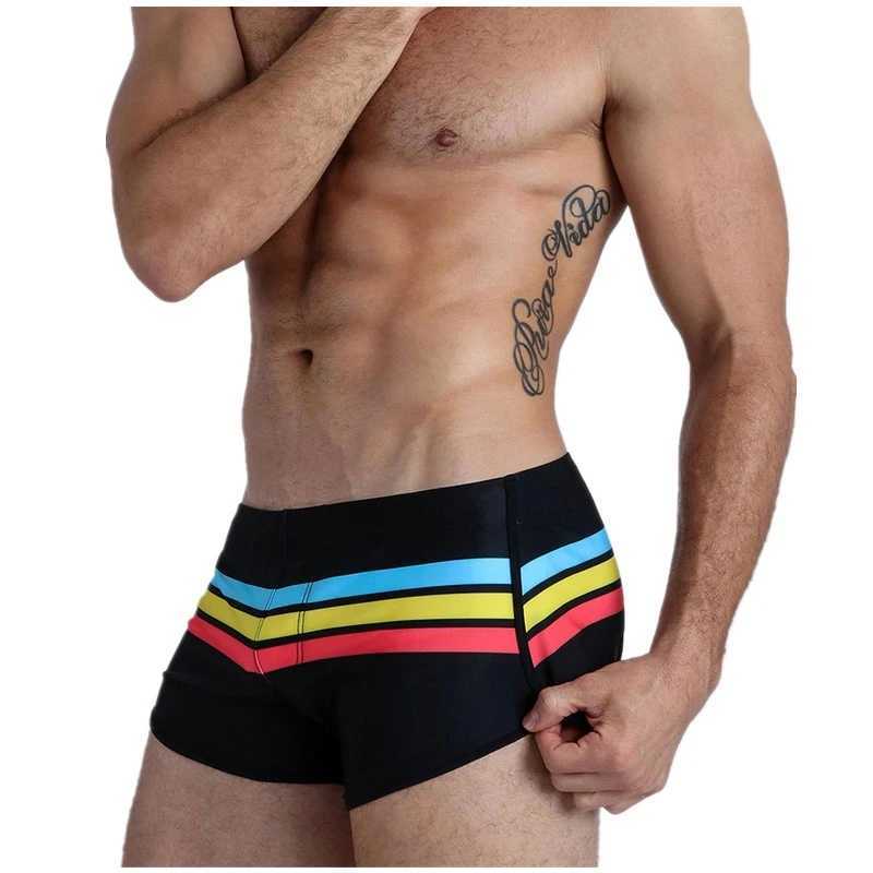 New Arrival Sexy Stripes Men Swimwear Swimsuit Swimming Trunks Shorts Push Up Pad Mens Swim Briefs Beach Surf Bathing Suit Z260313