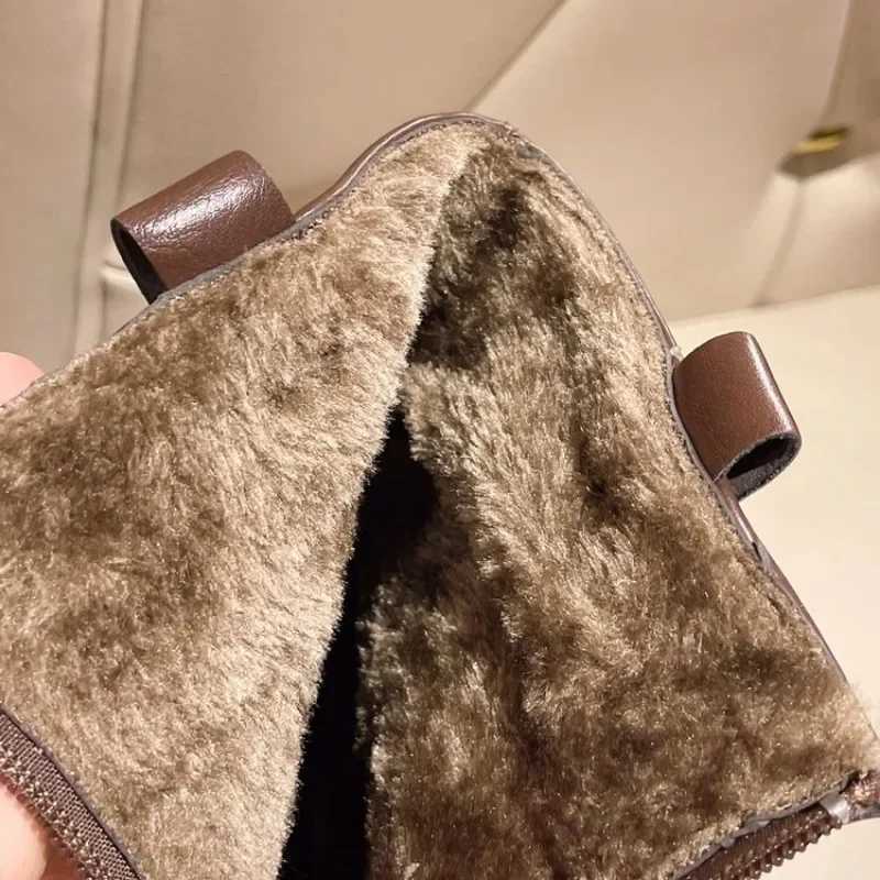 New Women Ankle Boots Fi Female Square Heel Low-Heel Shoes Lady Boots Leather Woman Low-heel Keep Warm Ankle Boots Q109XJ250217