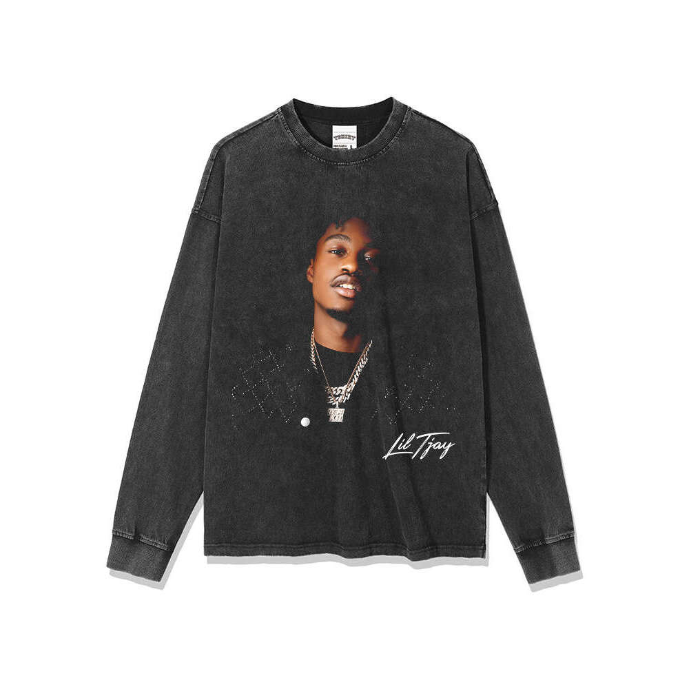 American hip-hop Tjay Lil Jay printed short sleeved T-shirt vintage loose