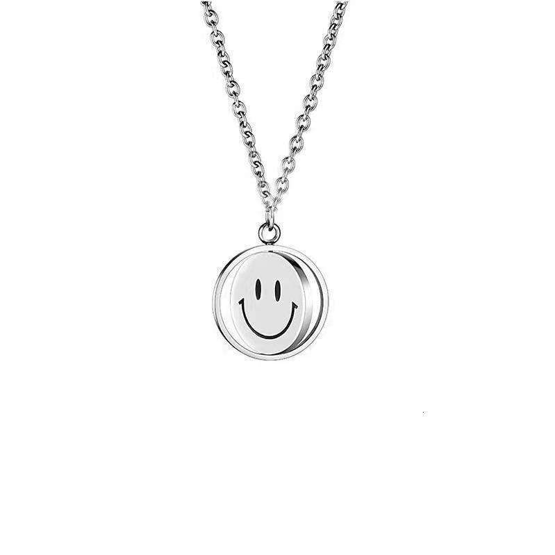Rotating Smig Face Necklace Hip Hop Pendant Flipped Expression Artistic Men and Women Trendy Mood New Sweater Chain