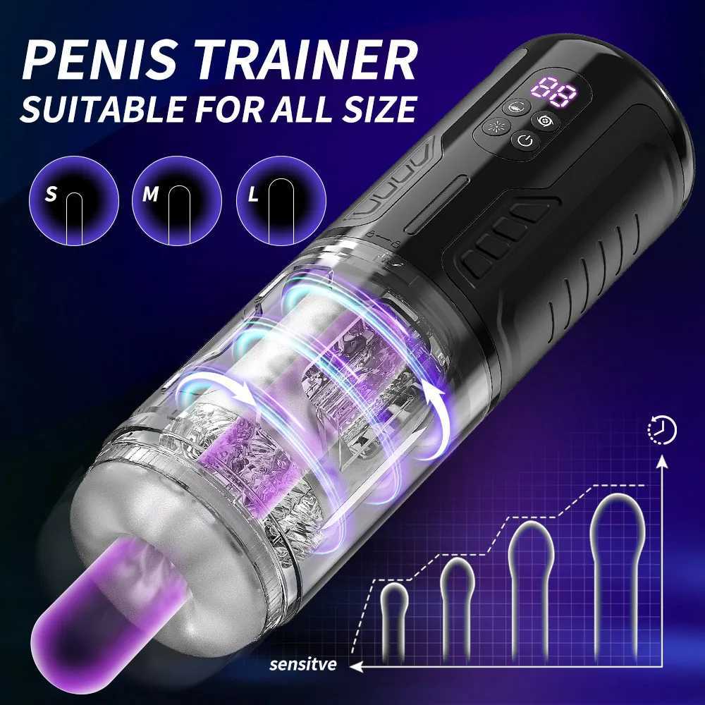 Automatic Telescopic Thrusting Rotating Male Masturbator Cup Licking Vibrating Masturbation Blowjob Pussy Adult Sex Toys for Men W250218