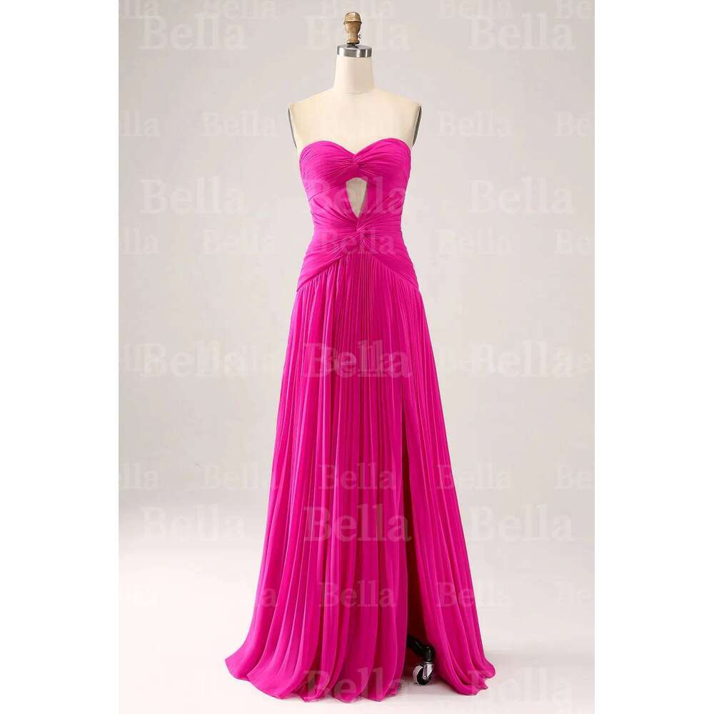 Strapless Bella Chiffon Prom Dresses Mermaid Homecoming Dress Elegant Sleeveless Customized Side Split Vestidos De Fiesta