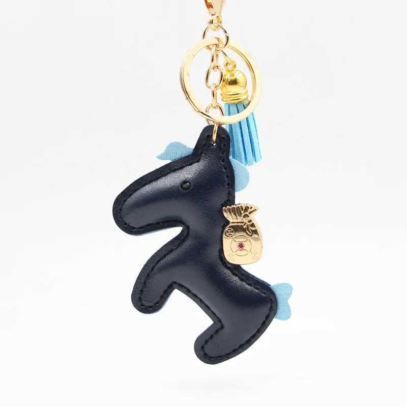 Keychains Lanyards PU Leather Charms Bag Pendant KeyChain Cartoon Horses Keyring Cute Animal Ornament Accessories Decoration Gift H250217