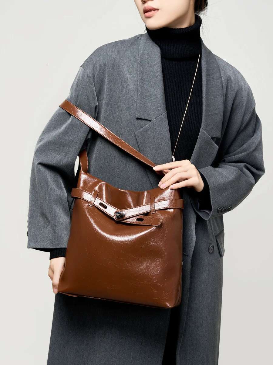 YANATARI Bucket Ladies Woman Tote Genuine Cow Leather Shoulder Bag Handbags Cowhide Crossbody Bags Fashion