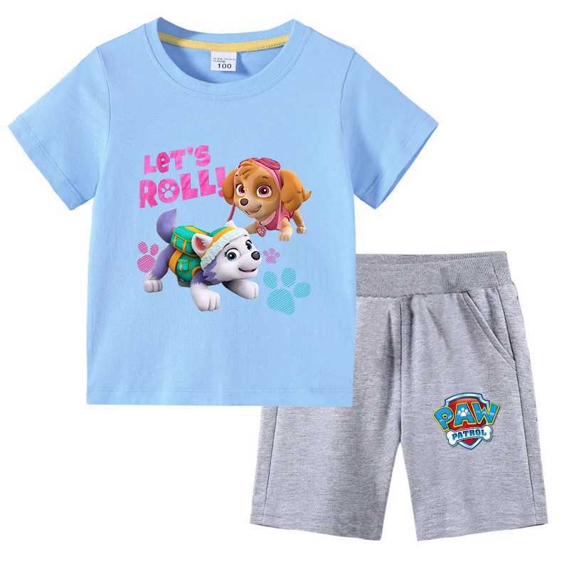P Patrol Girls Set Kids Short Sleeve T-Shirt And Shorts 2-Piece Outfits Boys Suit Childrens Cotton Summer Clothes W250218