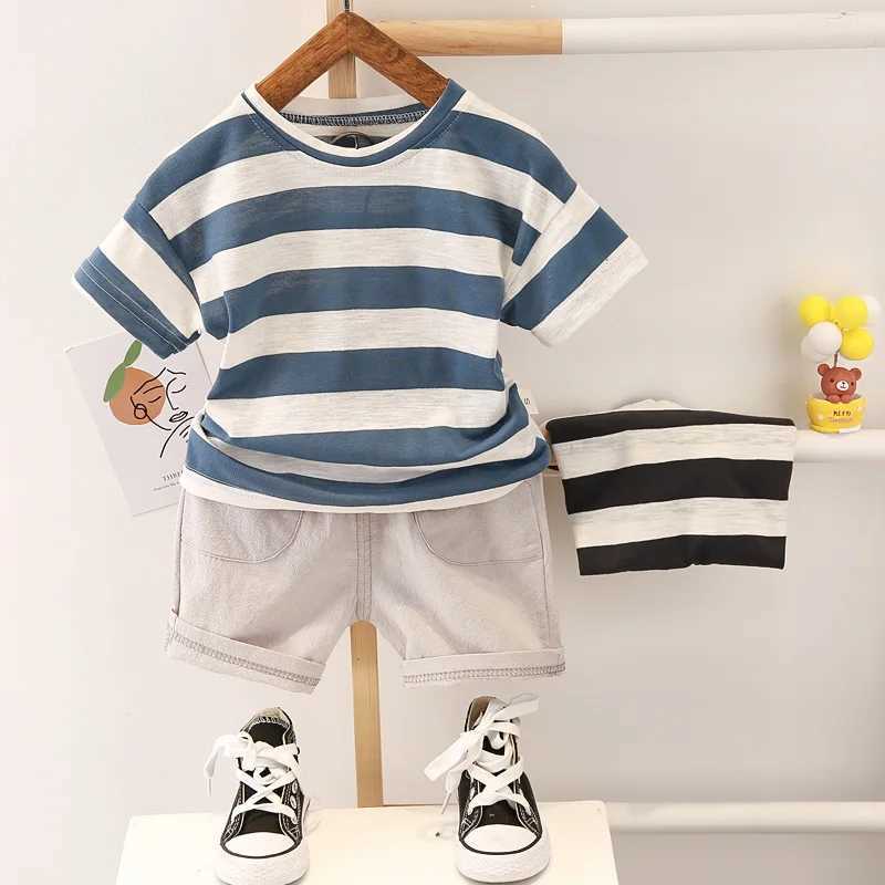 New Summer Baby Boys Clothes Suit Children Girls Cotton Striped T-Shirt Shorts 2Pcs/Sets Toddler Casual Clothing Kids Tracksuits W250218