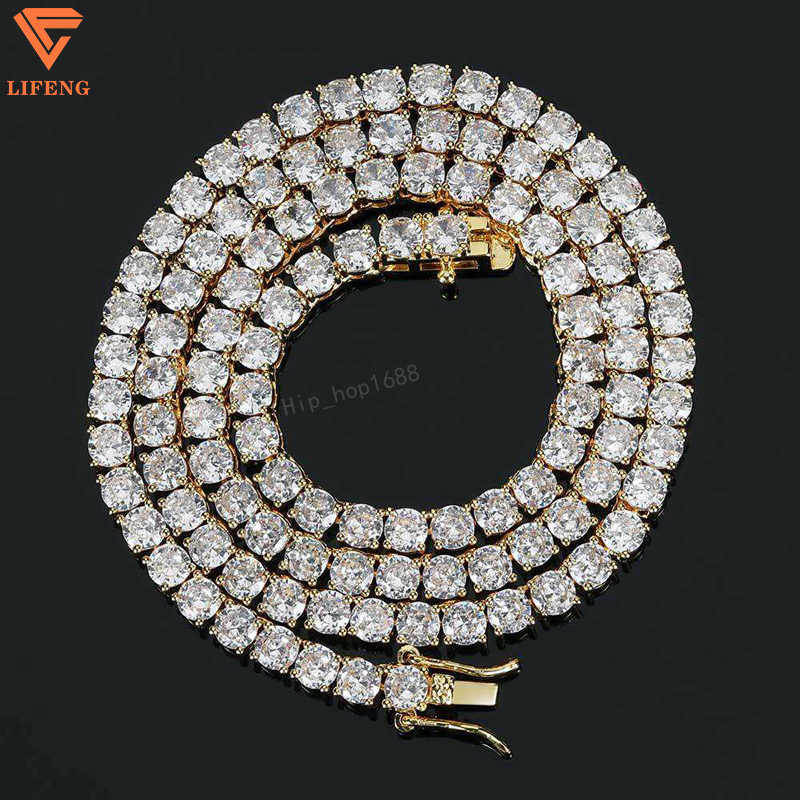 Iced Out Hiphop Jewelry 3mm 4mm 5mm 6mm 8mm VVS Moissanite Tennis Ball Chain Round Shape Diamond 925 Silver Tennis Necklace