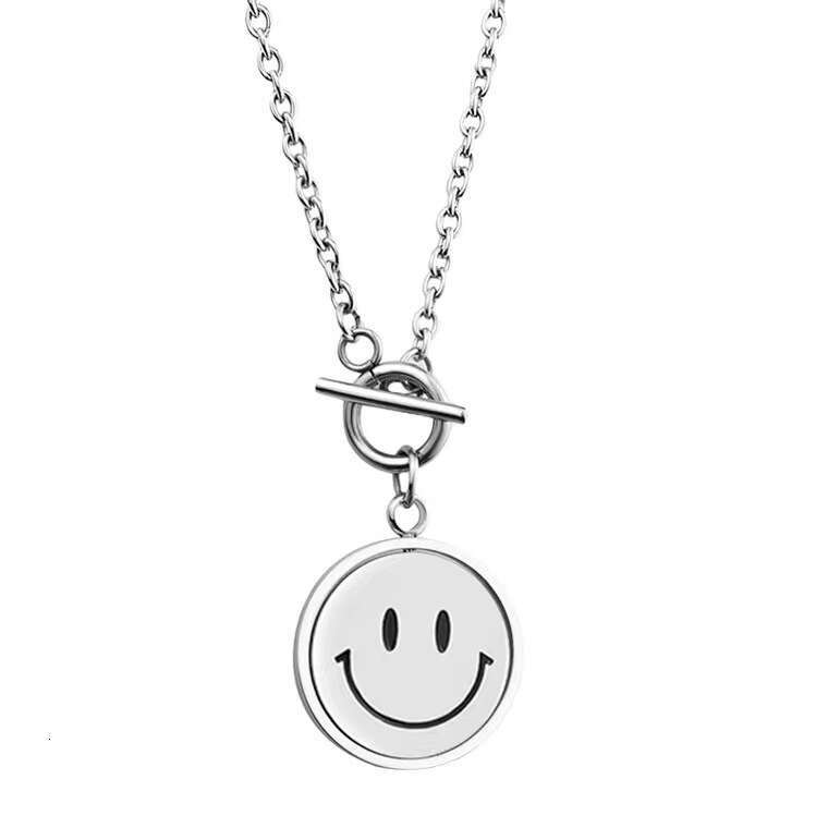 Rotating Smig Face Necklace Hip Hop Pendant Flipped Expression Artistic Men and Women Trendy Mood New Sweater Chain