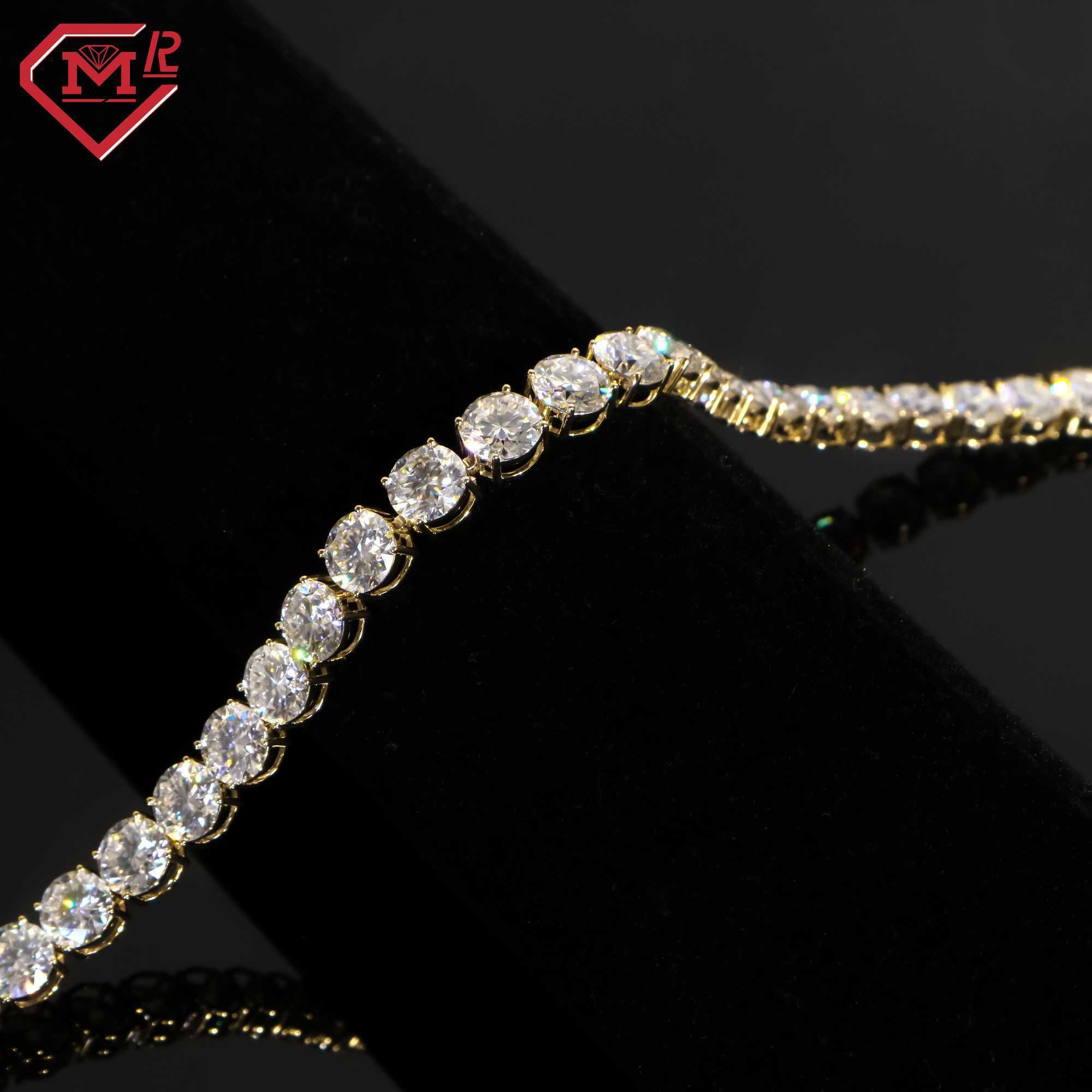 Wholesale Moissanite Tennis Chain S925 10K Gold Plated Luxury Iced Out Custom VVS Tennis Chain