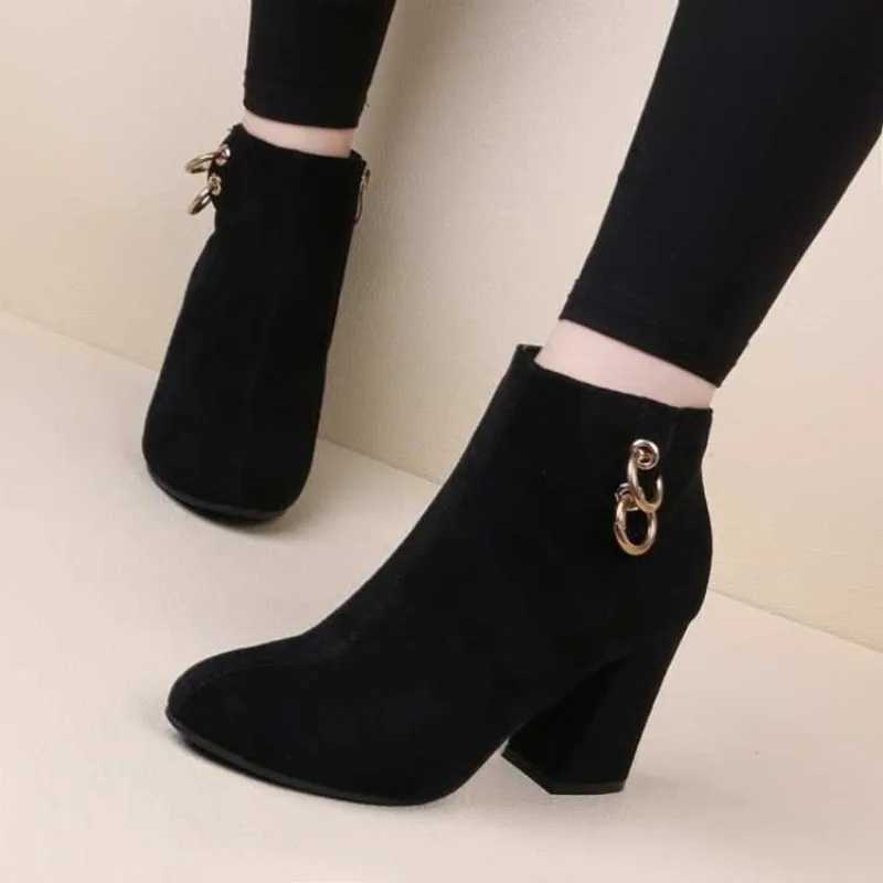 Womens Ankle Boots Heeled Short Shoes For Woman Suede Footwear Black Pointed Toe Booties Very High Heels With Stylish Y2kXJ250217