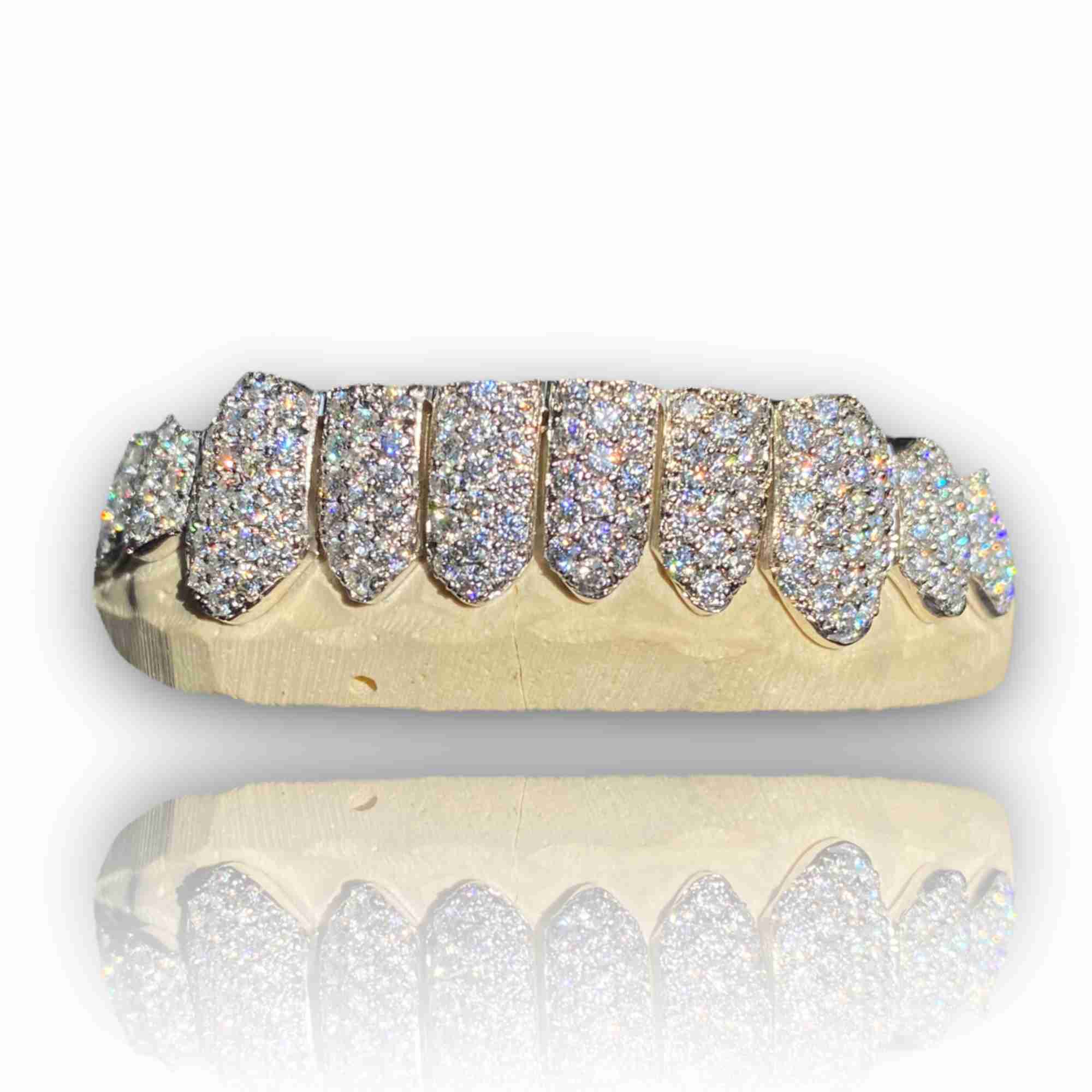 Rapper Jewelry 925 Silver/10k/14k Gold Zigzag Setting Bustdown Iced Out Custom Moissanite Grillz Teeth