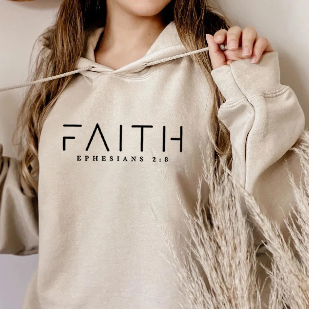 Faith Hoodie Ephesians Hooded Bible Verse Sweatshirt Christian Clothing Women Pullover Unisex Trendy 250213