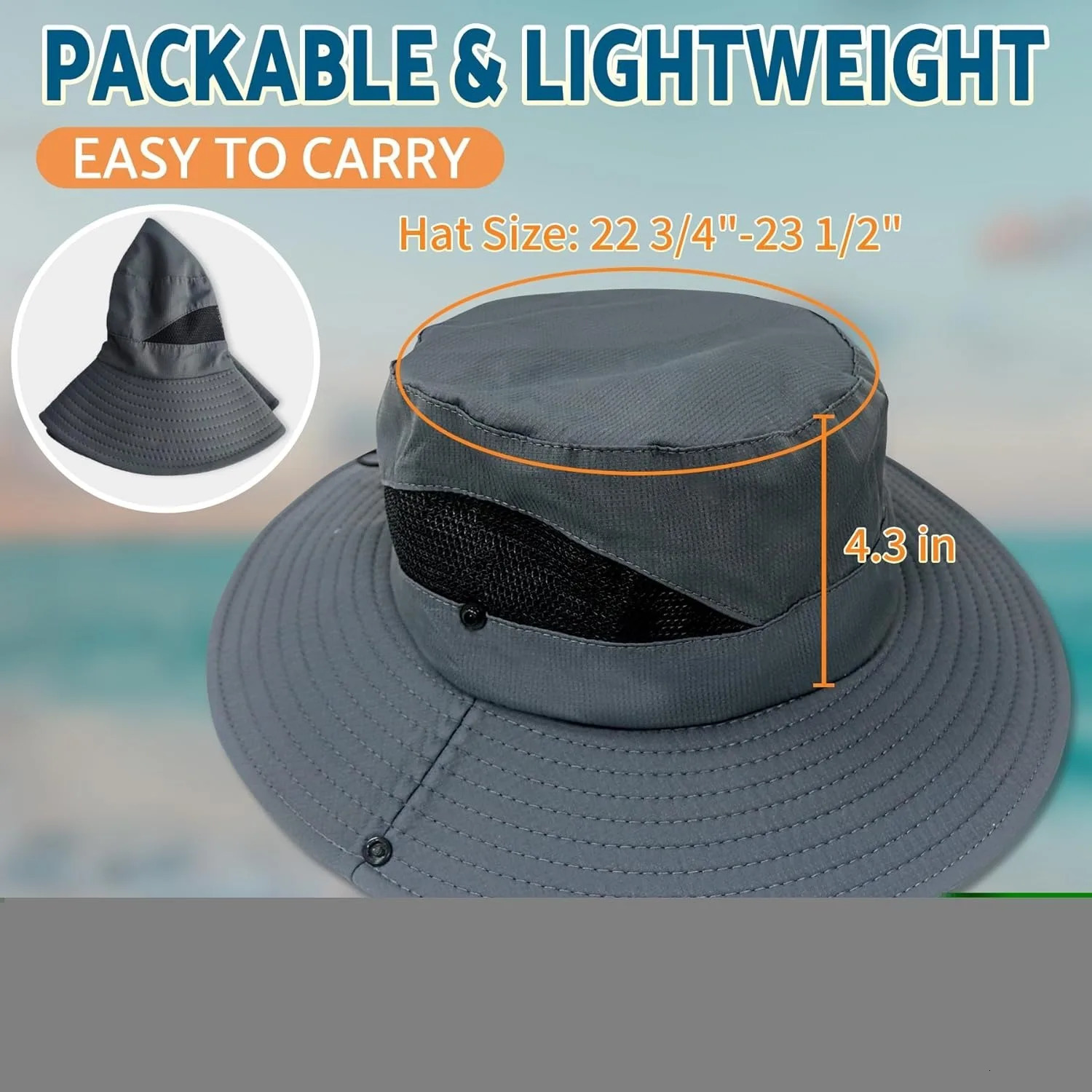 Sun Bucket Hat male and female 3 wide brimmed UPF 50 bucket fishing and beach hat 250218
