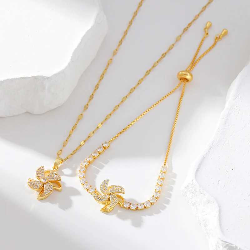 Earrings Necklace Wedding Jewelry Sets GANEMLY 316L Stainless Steel Rotating Windmill Zircon Bracelet Set For Women New Trendy Lady Gift Waterproof H2
