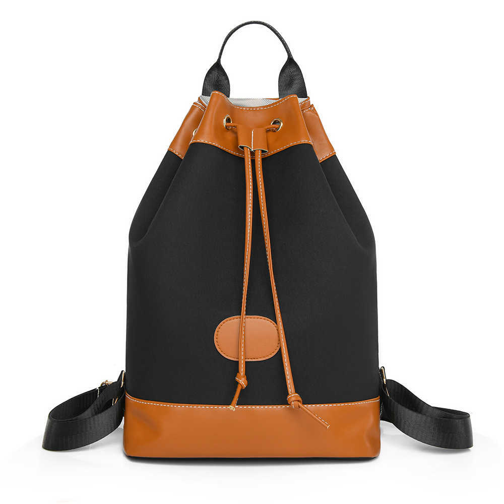 Shoulder Bag New Womens Bag Fashion Splicing Drawstring Contrast Color Large Capacity Bucket Bag Shoulder Bag for Women