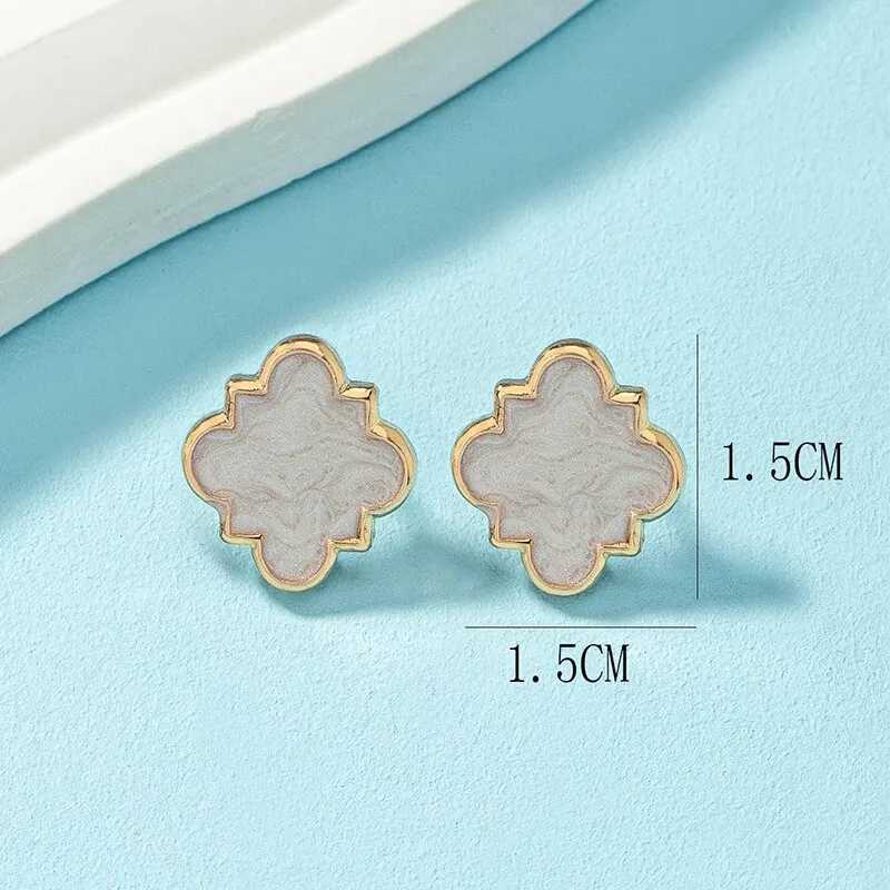 Stud 2 PCS Black White Geometric Earrings Set Women Cute Epoxy Earring Post Daily Wear Trendy Jewelry Gift Stainless Steel H250217