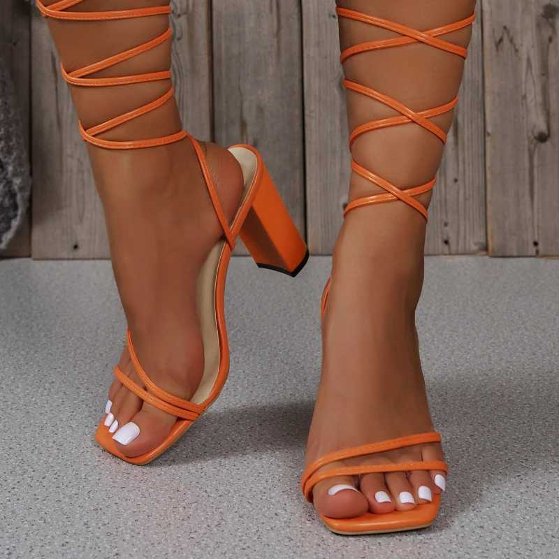 New Arrival Spring/Summer Fashion Square Thick Heel Shallow Sandals New Sexy Elegant Banquet Wedding High Heels T250218