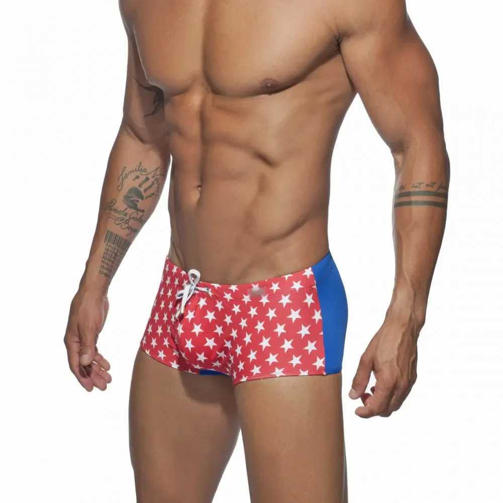 Sexy Push Up Swimwear Men Star Low Rise Swimming Boxer Briefs Beach Short Surf Beach Jammer Surfing Trunks Beach Wear Swimsuit M250218