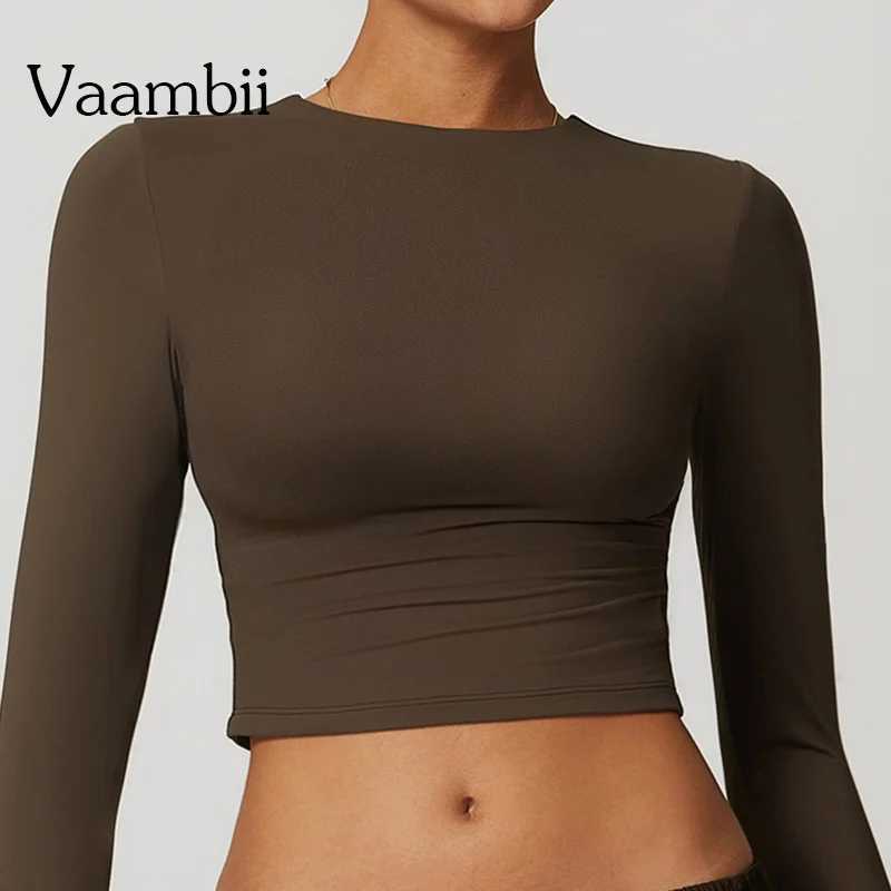 Active Shirts Tees Sports Workout Crop T Shirt Long Slve Gym Top Running Breathable Gym Clothing Sportswear Women Quick Dry Tops H25218