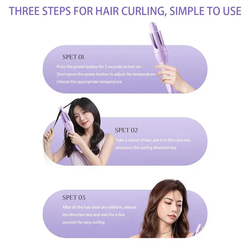 Curling Wand For Long Hair Automatic Intelligent Curling Iron Wavy Hair Curler Portable Hair Curler For Work Dating Daily 250214