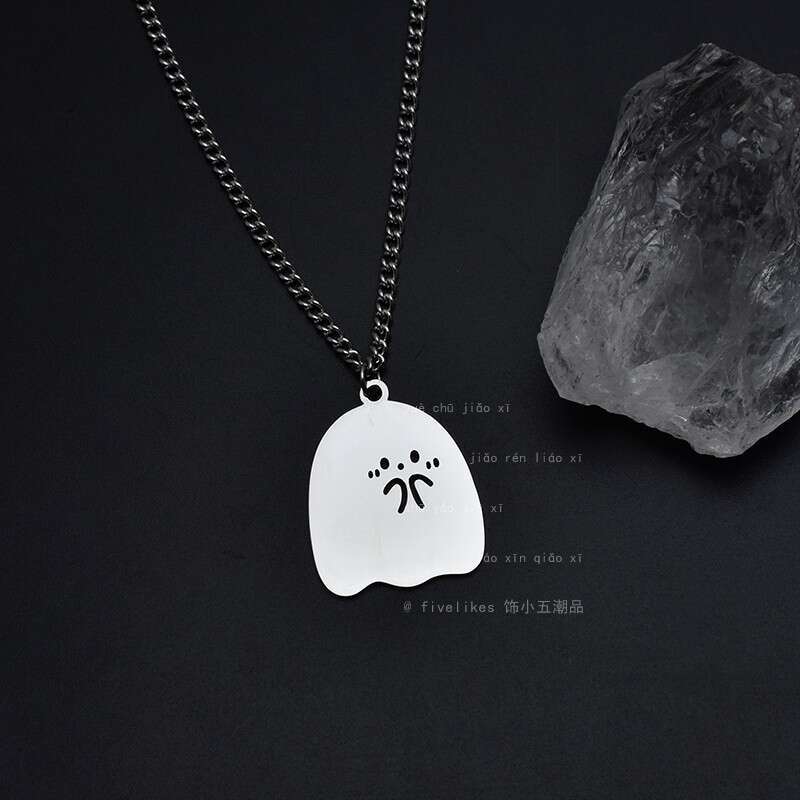Ghost Couple Cartoon Cute Necklace Boys Trendy Pendant Gives You a Little wer