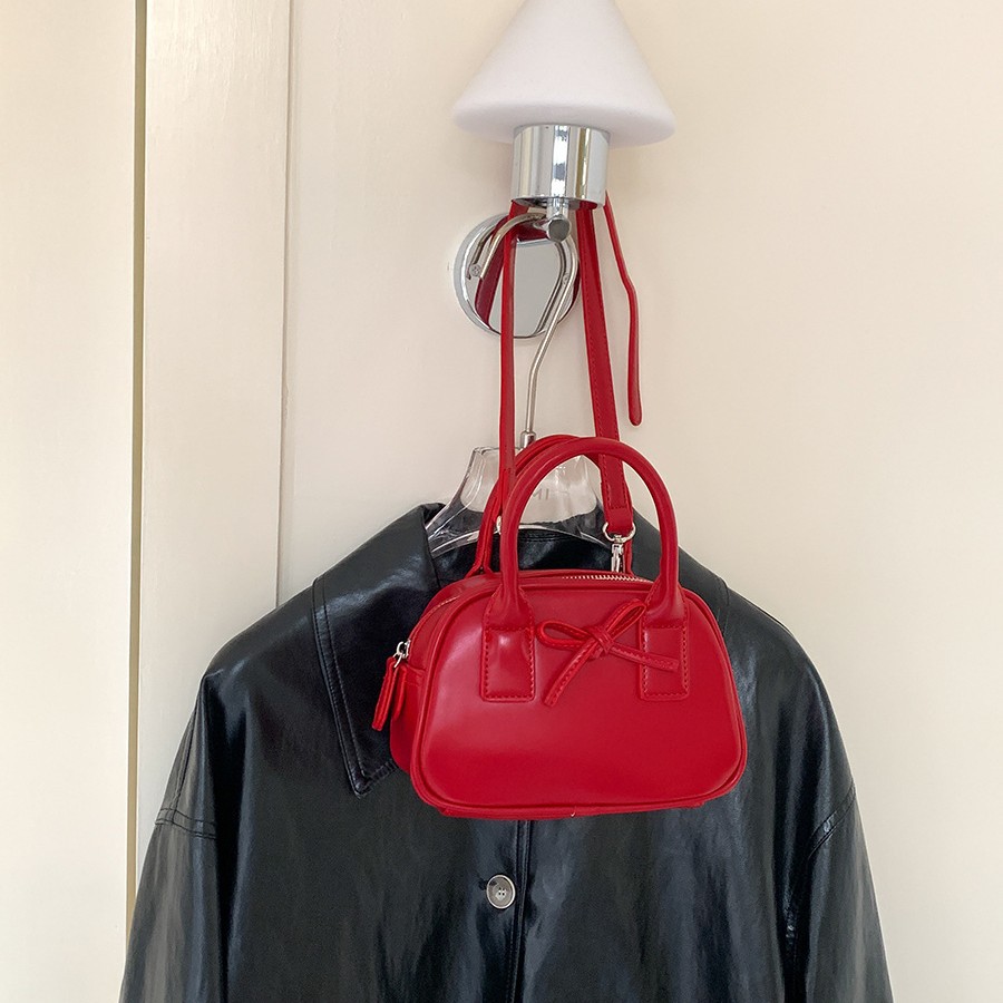 Small Bow Tote Bag - Fashionable Hand Carry Saddle Bag with Shoulder Strap