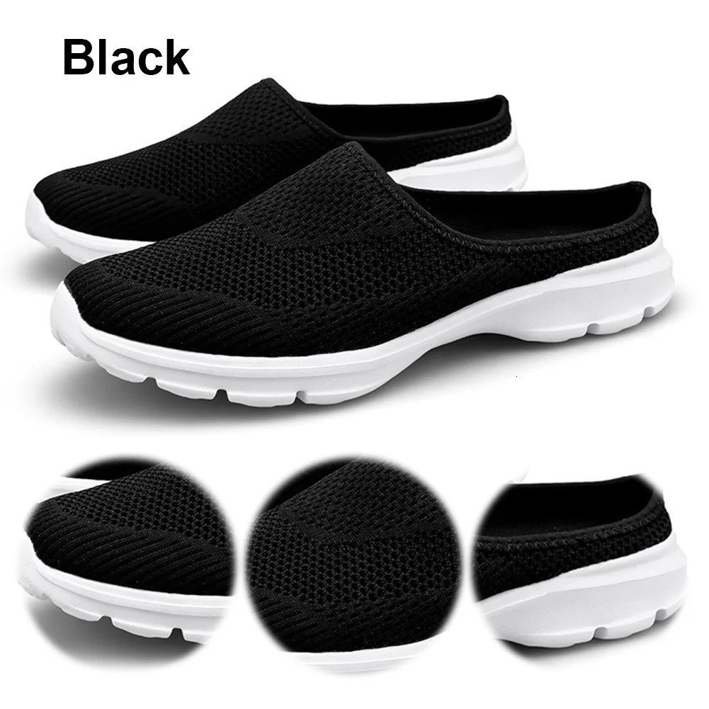 Unisex Walking Mules Sneakers Breathable Slip On Shoes Lightweight Closed Toe Slides Open Back for Women Men 250217