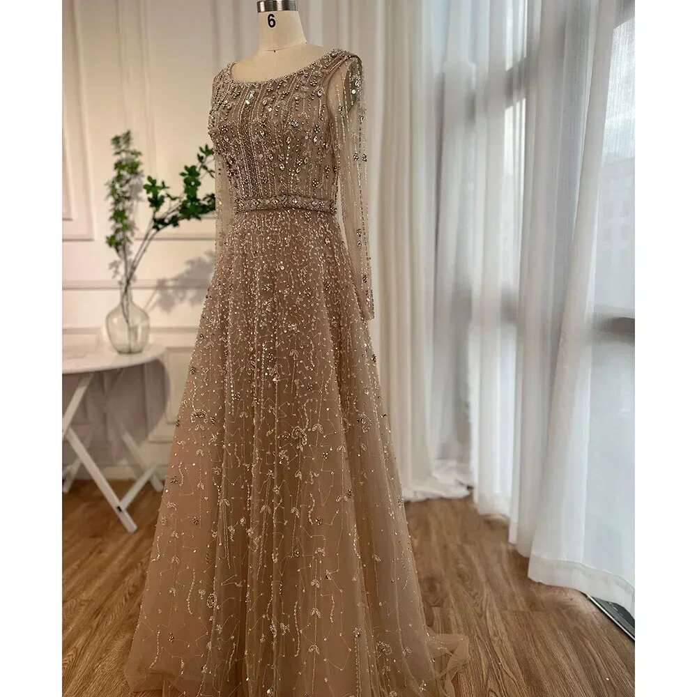 Arabic Dubai Designer Nude A E Beaded Evening Dresses Gowns Customize Party dresses