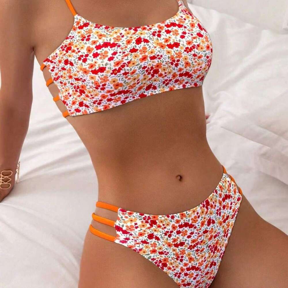 European and American leopard print split two-piece set sexy bikini swimsuit for women 2025 temperament versatile new trendy clothing ins