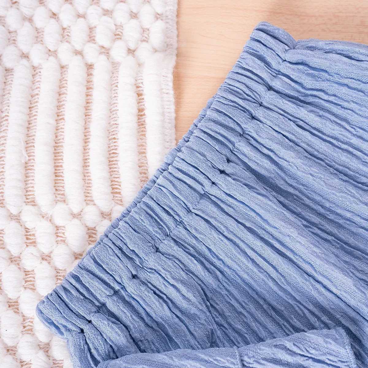 Girls Sweet Set Solid Color Double Layer Wave Edge Suspender Top+Slim Fit Pants 2-piece Set Summer Vacation Travel Set W250218