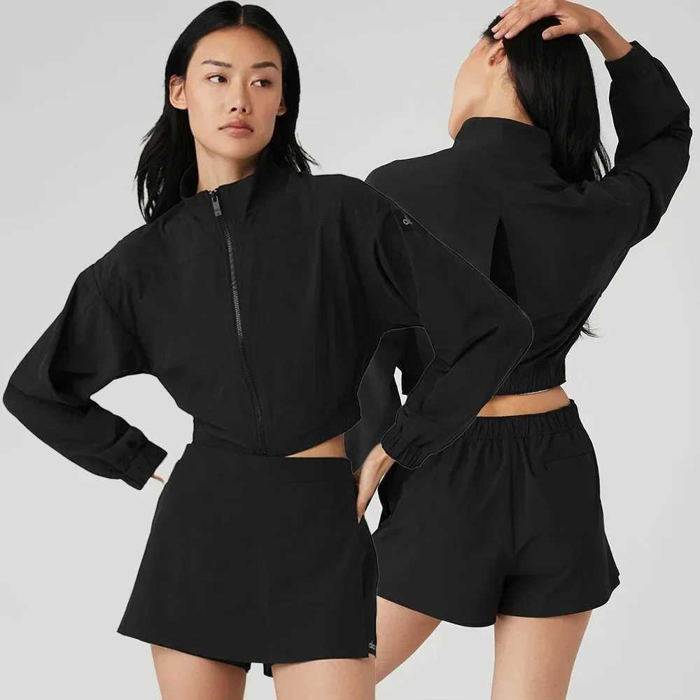 Active Shirts Tees Sports jacket club jacket womens short jacket slim fit and weight loss top long Slyved cardigan H25218