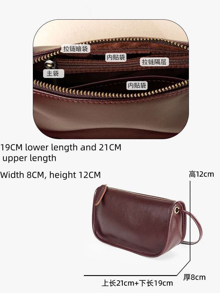 YANATARI Underarm Cowhide Genuine Leather Handbags Women Vintage Shoulder Bag Female Small Crossbody Bags High Quality