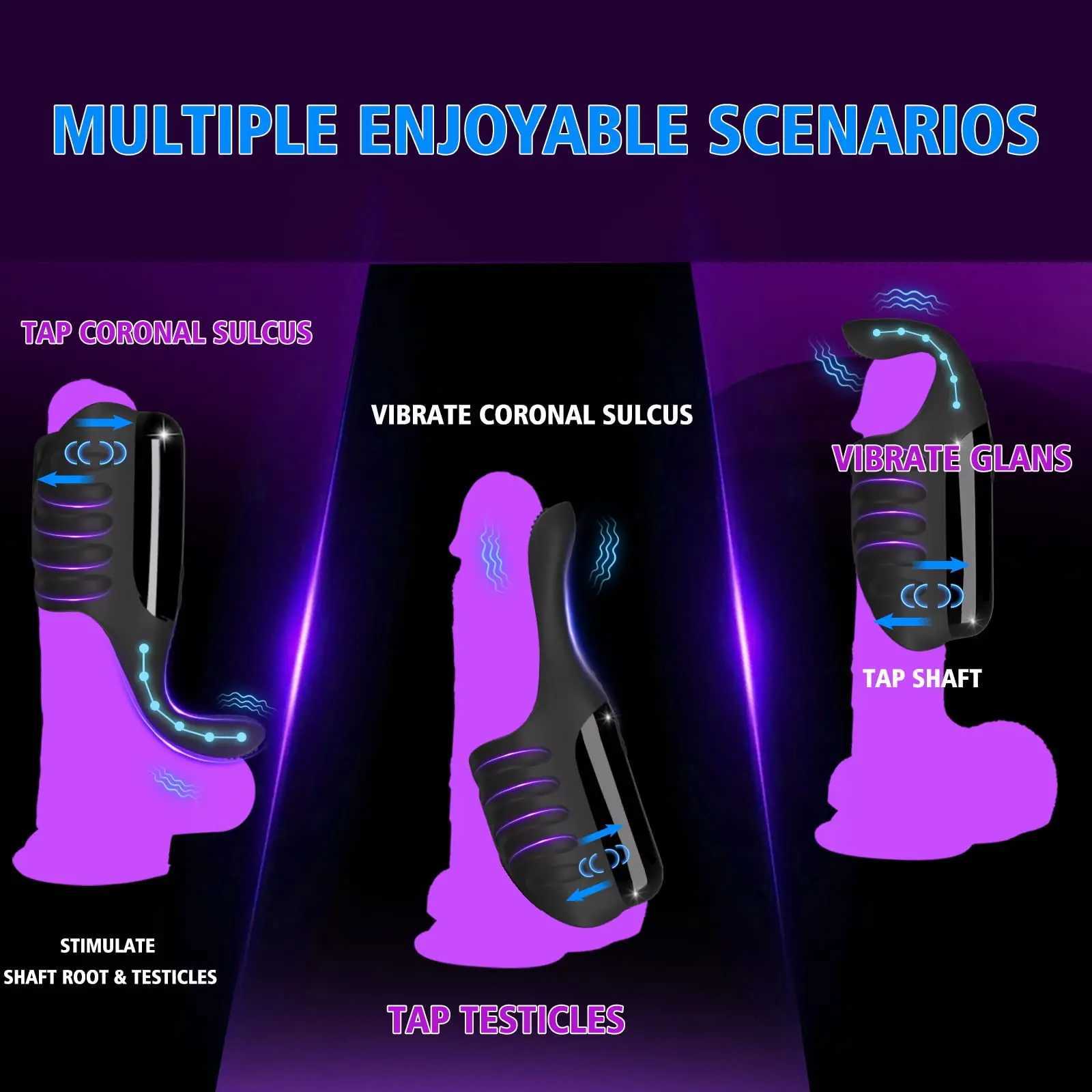 Adjustable Tapping Male Masturbator Man Automatic Penis Enlargement Erection Vibrator Trainer Prostate Stimulator Adult Sex Toys W250218