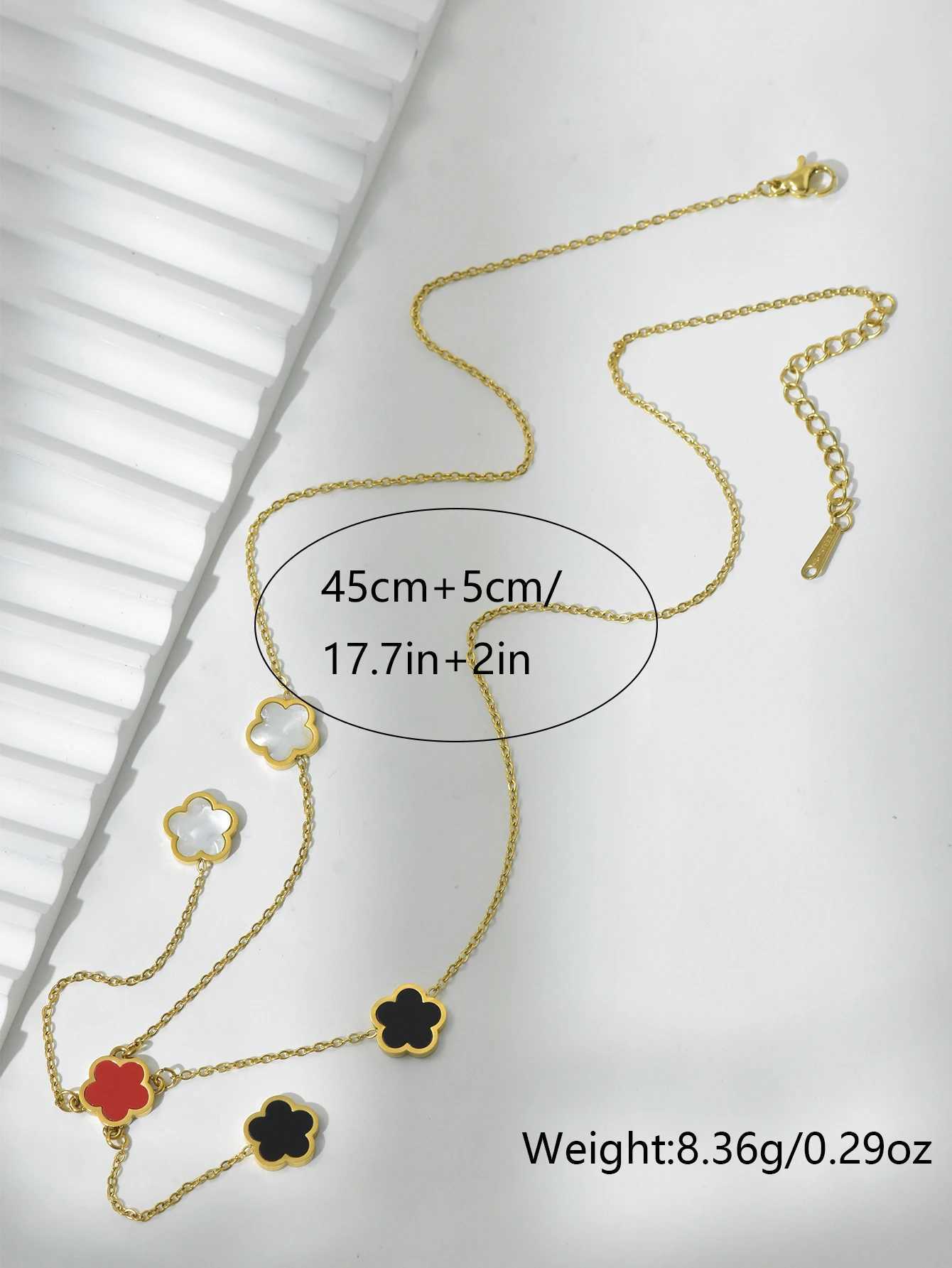 Pendant Necklaces High version five flowers thickened plating collarbone long red black and white mother of pearl necklace H250217