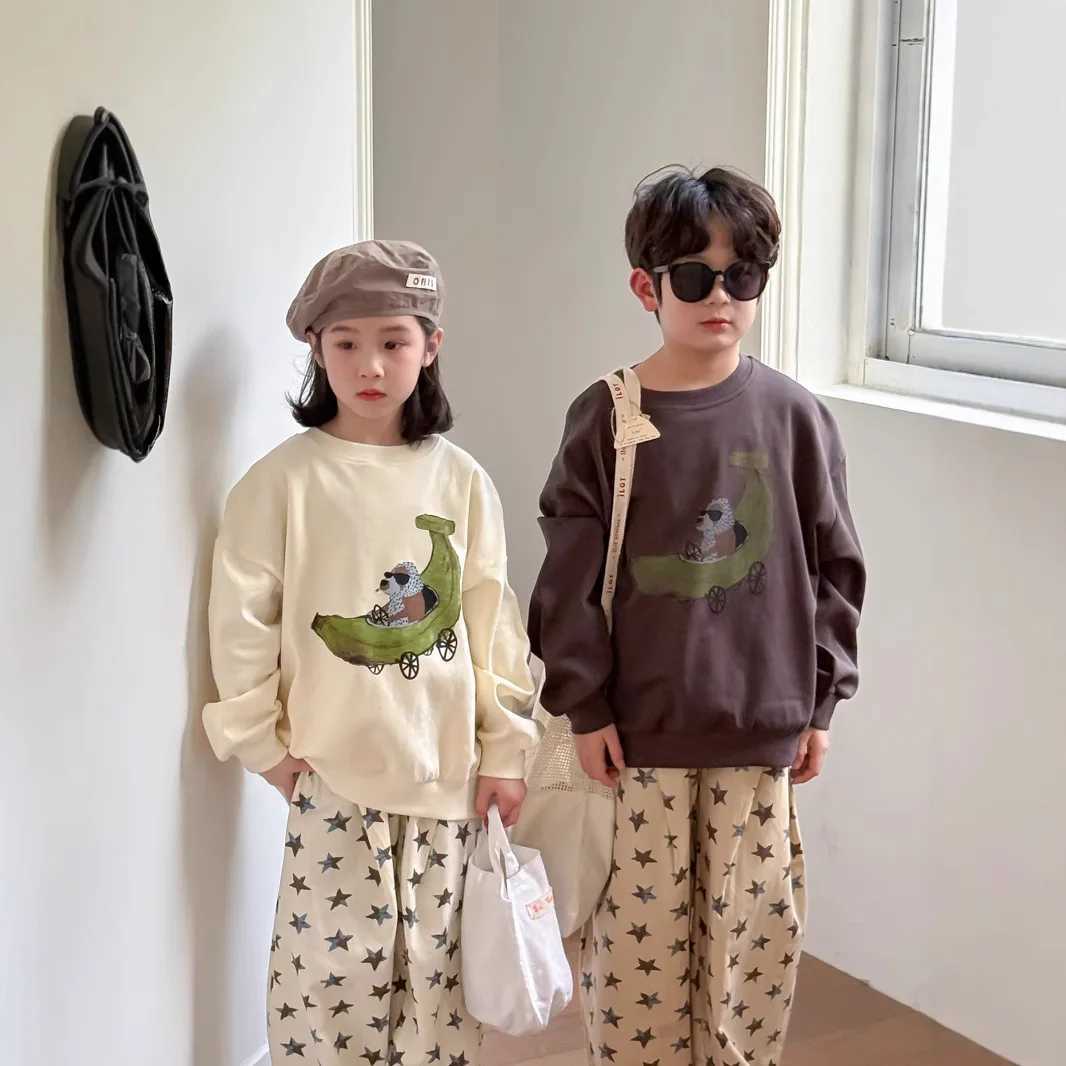 New Spring Infant Baby Girl Two-piece Clothes Set Cotton With Pattern Sweatshirt Outfit Star Print Straight Pant Kid Girl Suit W250218