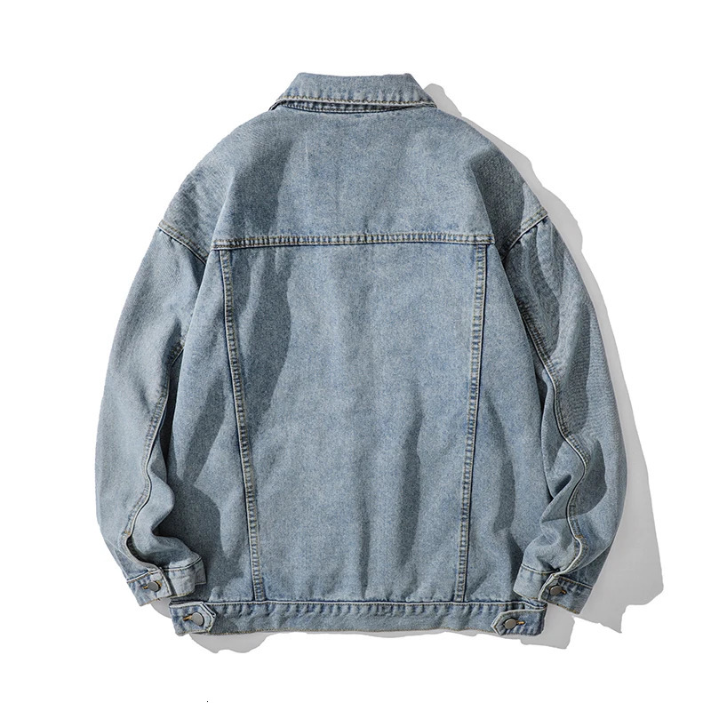 Spring and Autumn Mens Denim Jacket Retro Loose Trendy Lapel Work High Street Casual Versatile Clothing 250214