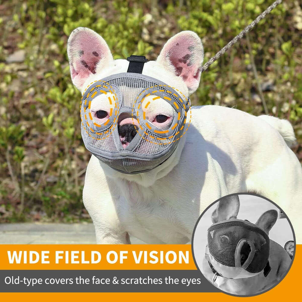 Dhpet bulldog French English Bulldog Pet Muzzle Short Mouth Dog Anti-bite And Anti-eating Mask