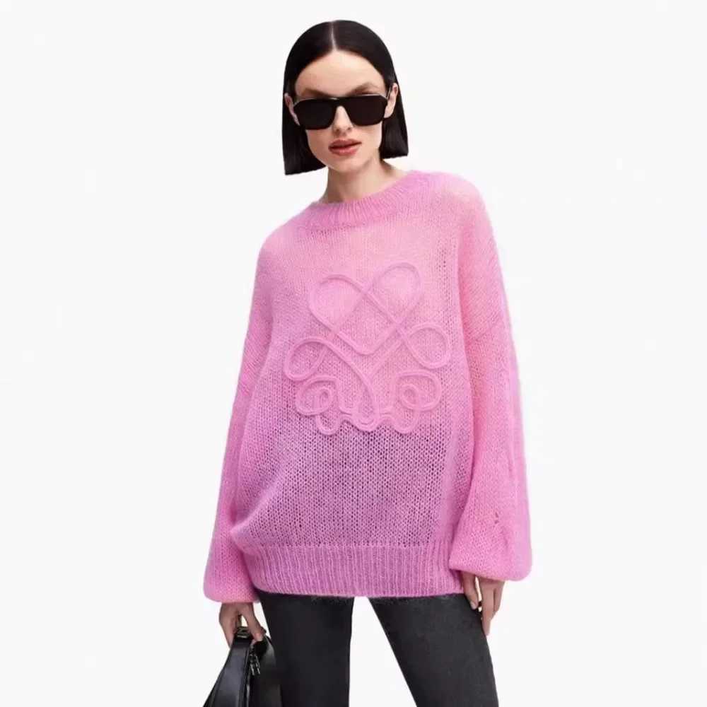 Autumn Winter Lazy Loose Sweater Jacket Women Knit Pullover Embroidery Tops Long Sleeve Harajuku Aesthetic Knitwear Jumpers X250218