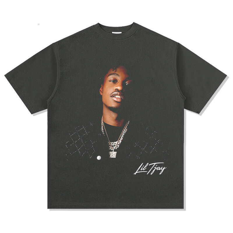 American hip-hop Tjay Lil Jay printed short sleeved T-shirt vintage loose